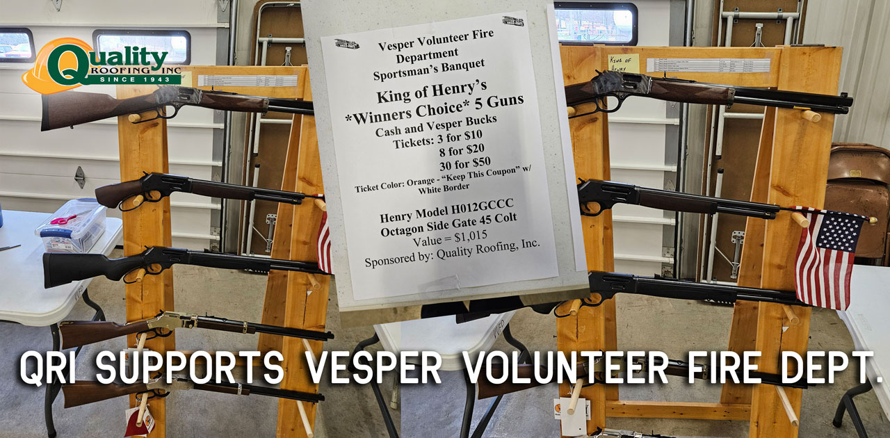 Quality Roofing Supports Vesper Fire Department Sportsman’s Banquet